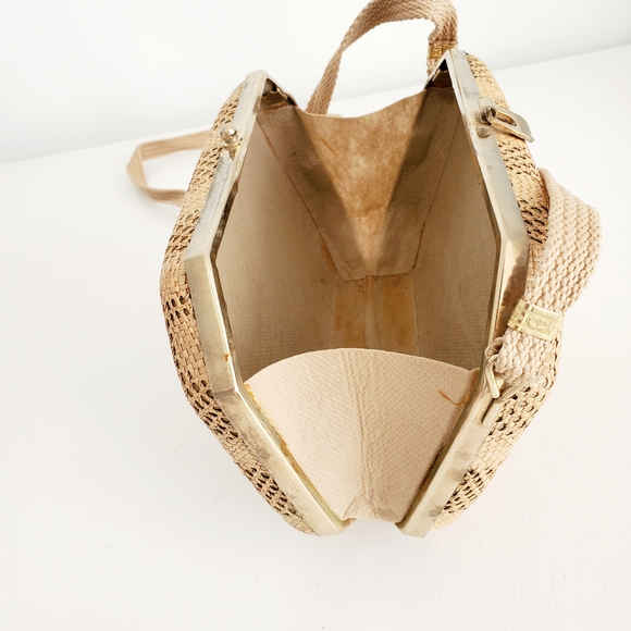 Woven Italian Pattern Crossbody Bag in Tan - Picture 11 of 12